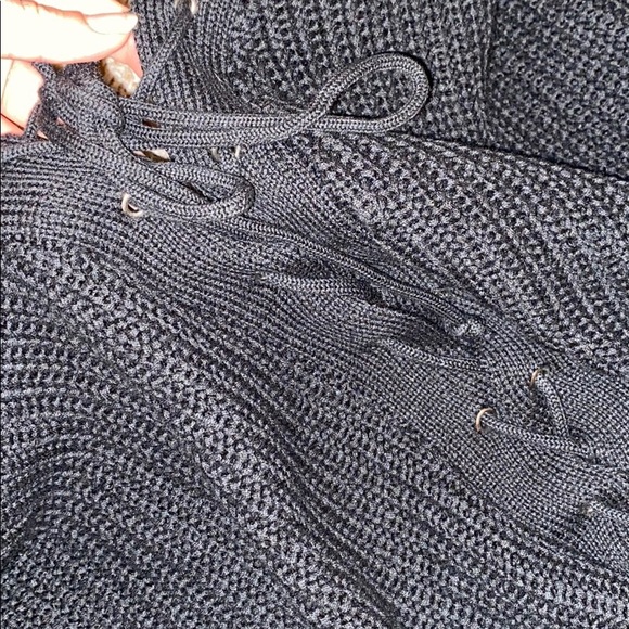 Nordstrom Black Lace Up Back Sweater - Picture 4 of 7